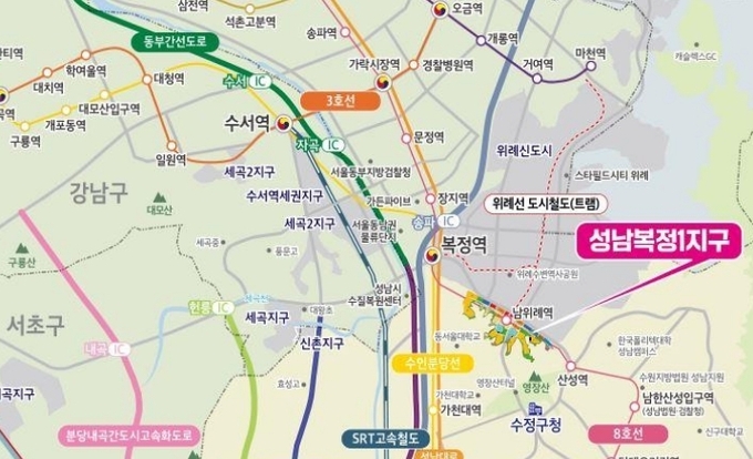 성남복정1지구 위치도. (사진=LH 경기남부지역본부 제공)