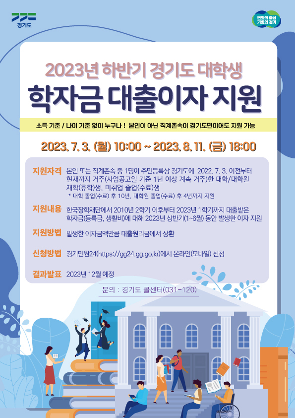 2023년 하반기 경기도 대학생 학자금 대출이자 지원 포스터. (사진=경기도 제공)