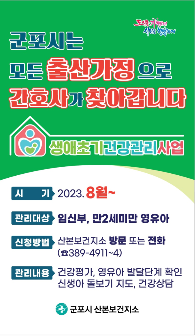 군포시 맞춤형 건강관리 서비스‘생애초기 건광관리 사업’운영 포스터. (사진=군포시보건소 제공)