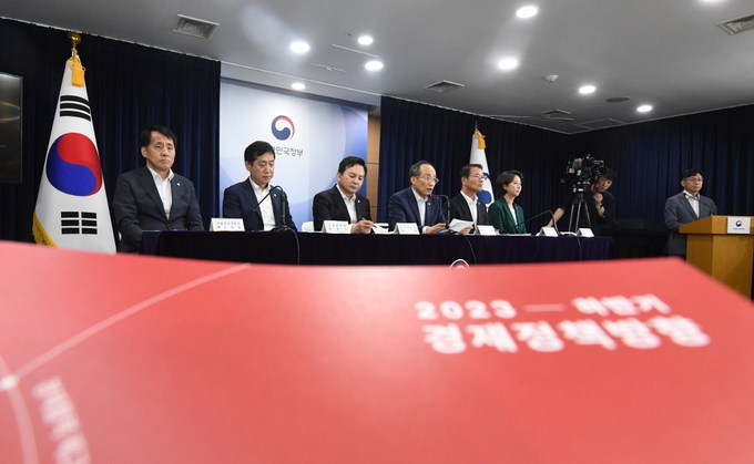 추경호 경제부총리 겸 기획재정부 장관이 지난 4일 정부서울청사에 2023년 하반기 경제정책방향을 발표하고 있다. (사진=기획재정부 제공)