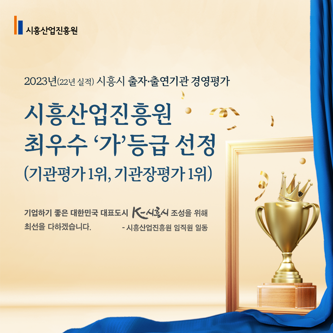 시흥산업진흥원이 시흥시 출자출연기관 경영평가 최우수 ‘가’등급에 선정됐다. (사진=시흥산업진흥원 제공)