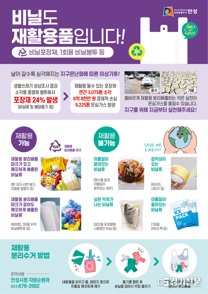 .안성시 비닐 재활용 홍보물. (사진=안성시 제공)