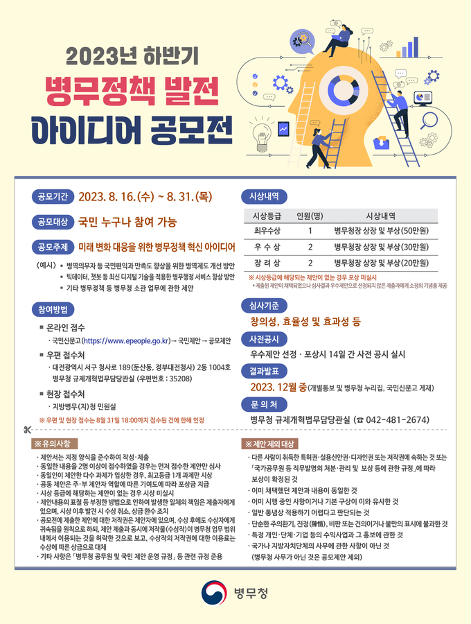 2023년 하반기 병무정책 발전 아이디어 공모 포스터. (사진=경인지방병무청 제공)