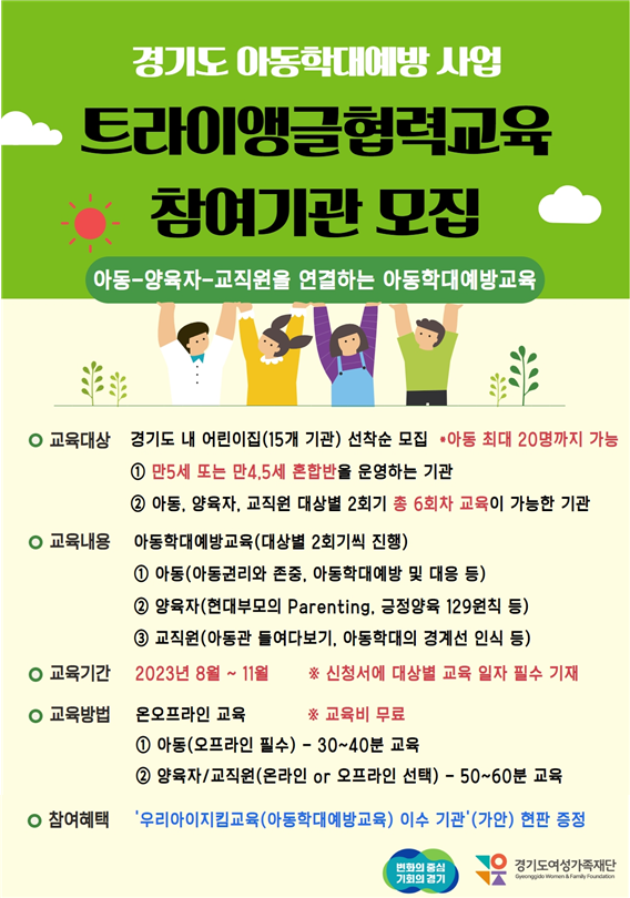 경기도 아동학대예방사업 관련 포스터. (자료=경기도 제공)