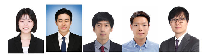 (왼쪽부터) 조해인 고려대 학생, 이인호 아주대 학생, 장진곤 고려대 연구교수, 박성준 아주대 교수, 왕건욱 고려대 교수. (사진=아주대 제공)