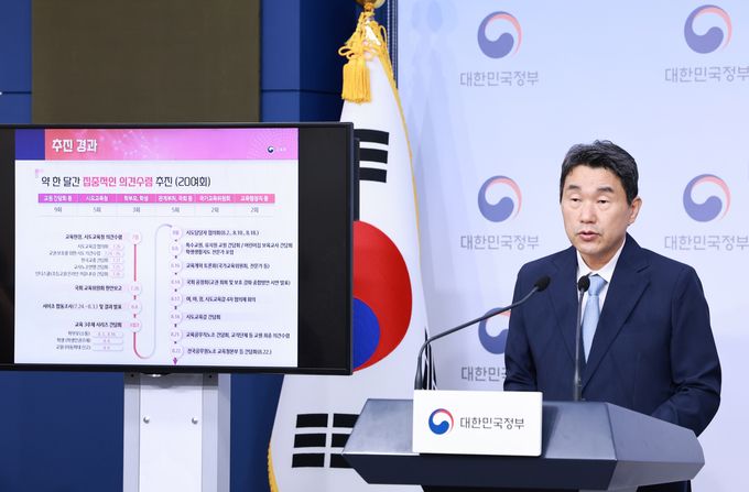 23일 이주호 교육부 장관이 정부서울청사 별관에서 교권 회복 및 보호 강화 종합 방안을 발표하고 있다. (사진=연합뉴스 제공)