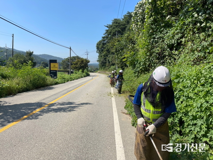 지방도 제초작업 현장(사진=안성시 제공)