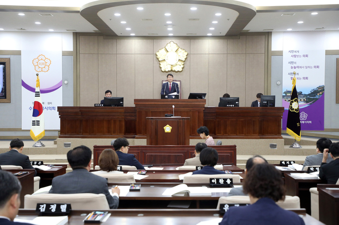 12일 오전 수원시의회 본회의장에서 열린 제377회 임시회 제2차 본회의. (사진=수원시의회 제공)