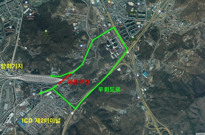 의왕시 이동 489-1(오봉로) 소재 부곡과선교 위성지도. (사진=의왕시 제공)