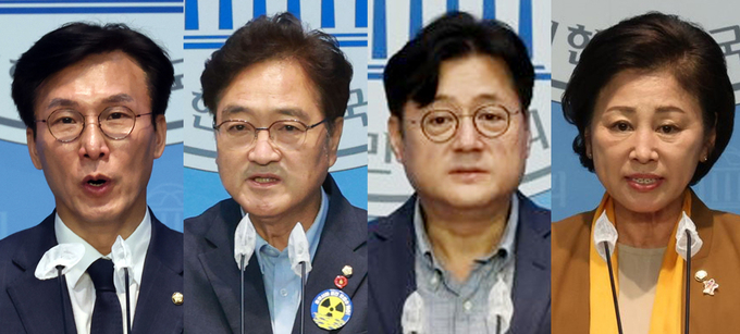 왼쪽부터 더불어민주당 김민석 우원식, 홍익표, 남인순 국회의원. (사진=연합뉴스)