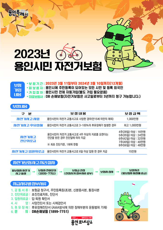 ‘용인시민 자전거보험’ 홍보 포스터. (사진=용인시 제공)