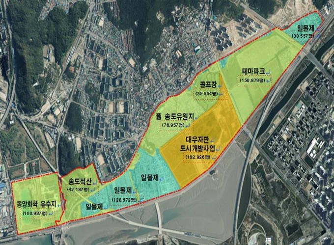경제자유구역 지정을 추진하는 송도유원지 대상지 일원. ( 사진 = 인천경제청 제공 )