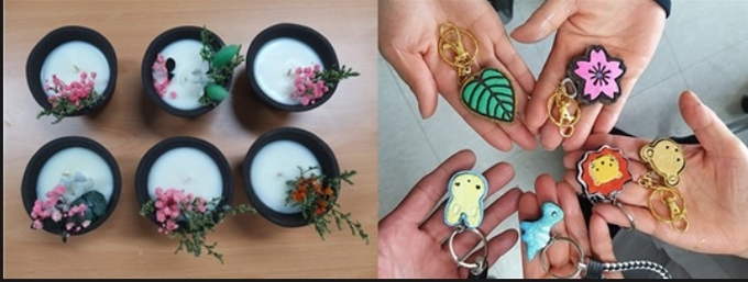 군포지역자활센터 커피 찌꺼기 재활용사업 통한 커피찌거기 재활용및 생산품을 제작 한다. (사진=군포시 제공)