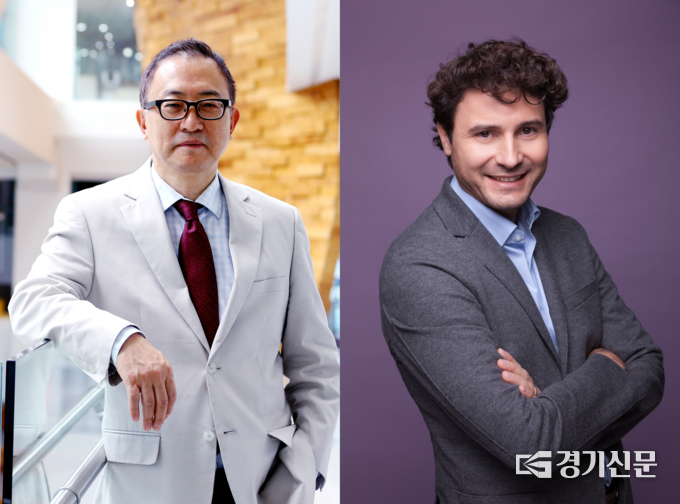 차광렬 차병원·바이오그룹 글로벌종합연구소장(사진 왼쪽), 올해 ‘차광렬 줄기세포상’ 수상자 자비어 산타마리아 박사. (사진=분당 차병원 제공)