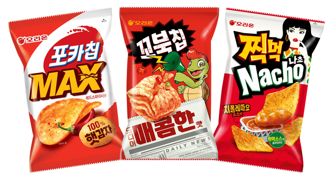 오리온의 '매운맛' 스낵 라인업. (사진=오리온 제공)