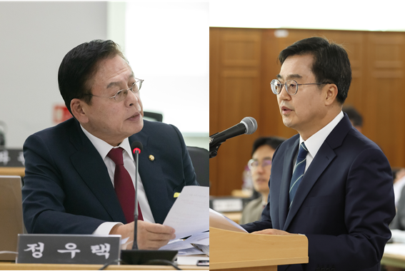 김동연 경기도지사와 정우택(국힘·충북청주상당) 의원. (사진=경기도 제공)