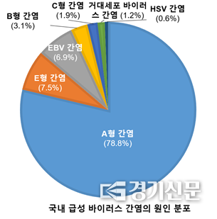 2020~2021년 국내 급성 바이러스 간염의 원인 분포 그래프. (자료=분당서울대병원 제공)