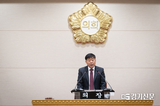 윤창철 양주시의장이 임시회에서 발언하는 모습. (사진=양주시의회 제공)