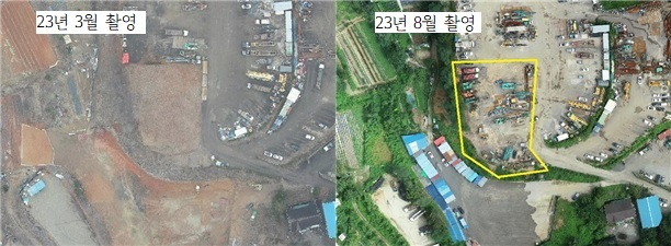 시흥시 A동 형질변경 의심지역 드론 사진. (사진=경기도 제공)