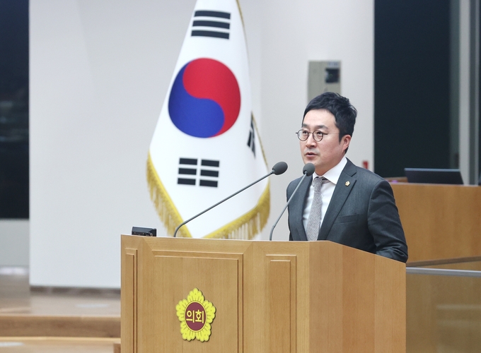 9일 경기도의회 본회의장에서 열린 도의회 제372회 정례회 3차 본회의에서 최병선 도의원이 5분 자유발언을 하고 있다. (사진=경기도의회 제공)