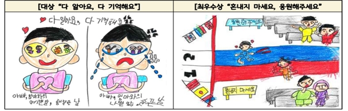 제3회 경기도 우리아이지킴 콘텐츠 공모전 대상과 최우수상 수상작. (사진=경기도청 제공)