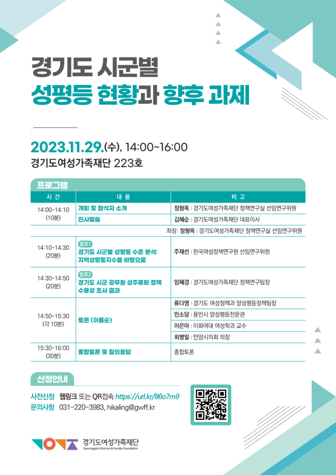 ‘경기도 시·군별 성평등 현황과 향후 과제’ 포스터. (자료=경기도 제공)