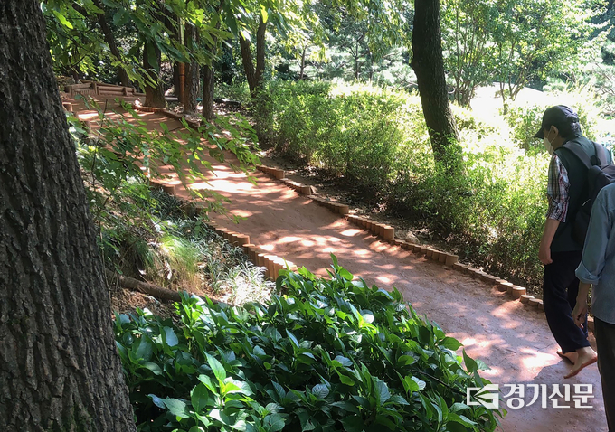 대원공원에 마련된 맨발황톳길 모습. (사진=성남시 제공)