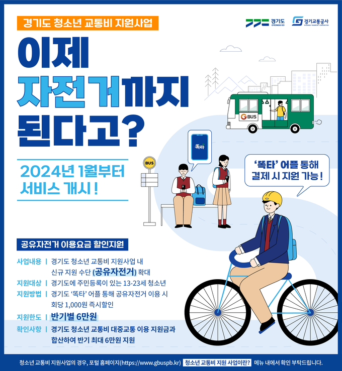 경기도 청소년 공유자전거 이용요금 지원사업 홍보물.. (사진=경기도 제공)