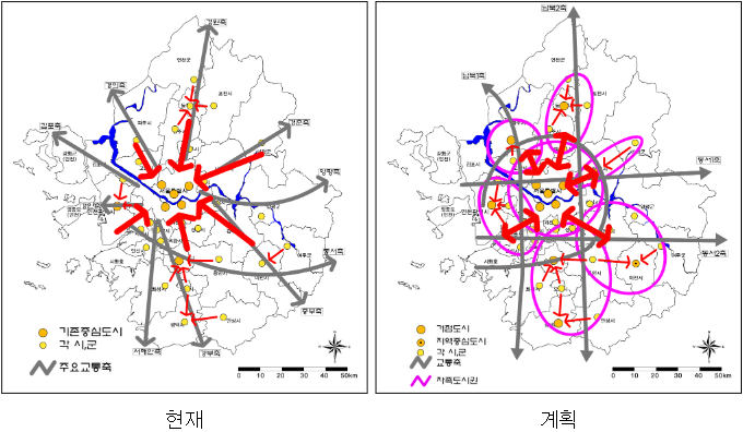 2020 수도권 광역도시계획 중 수도권내 직주근접 자족도시권 형성 계획안. (사진=2020 수도권 광역도시계획 캡처)