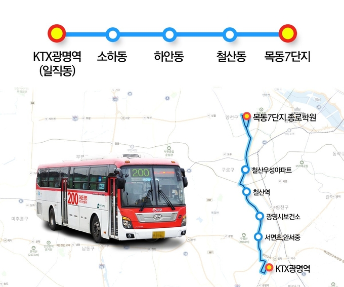 200번 버스 운행노선도. (사진=광명시 제공)