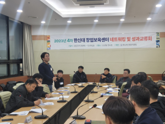 한신대 창업보육센터 2023년 4차 입주기업 성과교류회가 진행 중이다(사진=한신대학교 제공)