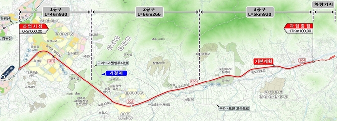 ‘옥정~포천 광역철도 건설사업’ 노선도. (자료=경기도 제공)