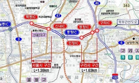 북부간선도로 노선도. (사진=구리시 제공)