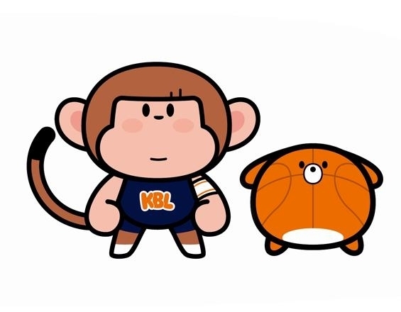 KBL 캐릭터 ‘KBL 프렌즈’ 크블몽(오른쪽)과 공아지. (사진=KBL 제공)