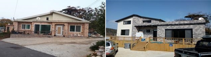 인천 옹진군 서해5도 노후주택 개량사업 전(왼쪽)과 후(오른쪽) 모습. ( 사진 = 옹진군 제공 )
