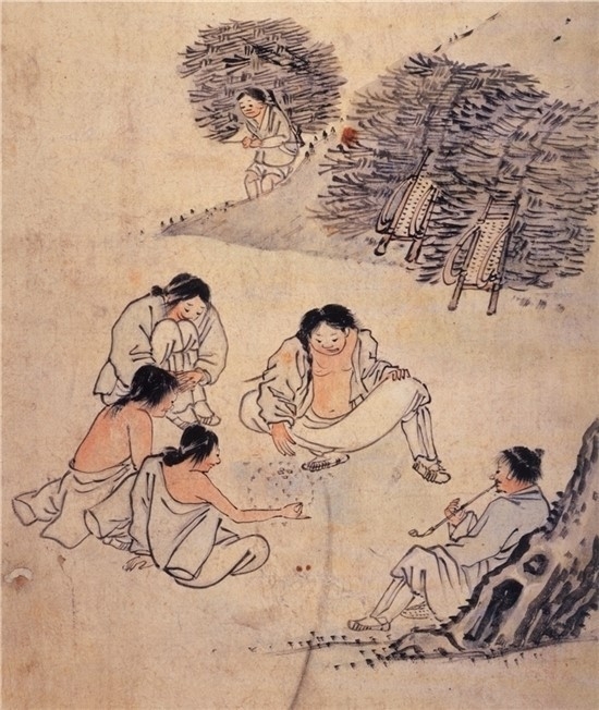 고누놀이(사진=국립중앙박물관 단원화첩)