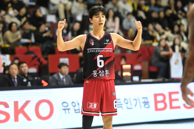 프로농구 안양 정관장이 창원 LG를 꺾고 연패 탈출에 성공했다. 정관장 박지훈의 모습. (사진=KBL 제공)