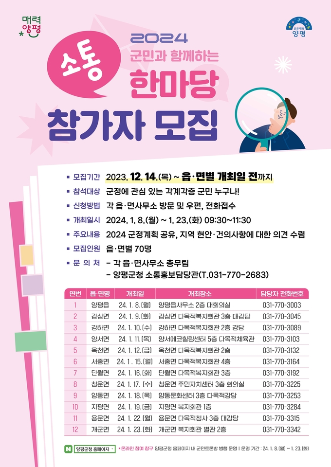 앙평군이 2024년 갑진년 소통 한마당을 개최한다. (사진=양평군 제공)