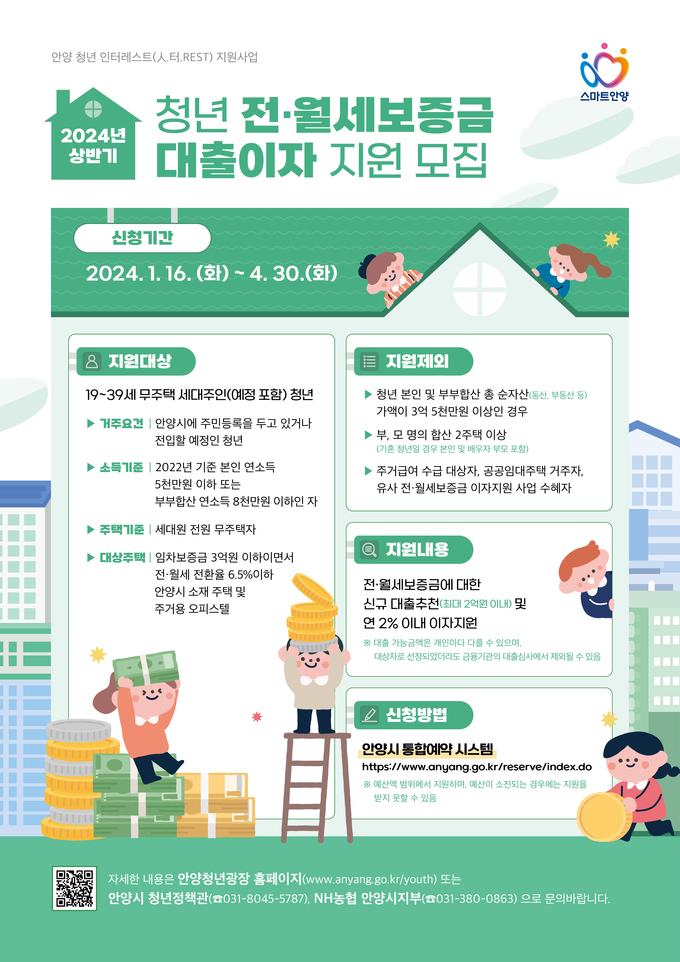 '청년 전·월세 보증금 대출이자 지원사업' 포스터. (사진=안양시 제공)