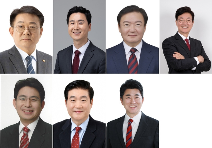 (왼쪽부터 시계방향으로) 동구미추홀구갑 허종식, 연수구을 김기흥, 연수구을 민경욱, 남동구갑 손범규, 남동구을 고주룡, 서구갑 박세훈, 서구갑 박종진. (선거구순)