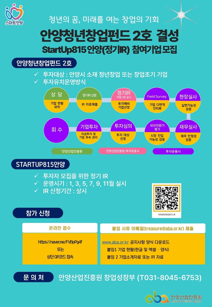 '스타트업 815 안양' 참가기업 모집 포스터. (사진=안양산업진흥원 제공)