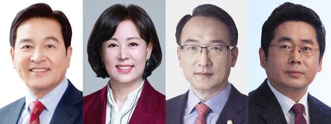 (왼쪽부터) 심재철 전 국회부의장, 김필여 전 국힘 안양동안을 당협위원장, 이승경 전 안양시의원, 윤기찬 변호사. (사진=경기신문DB)
