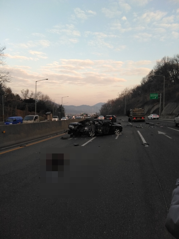 남양주시 진건읍 역주행 교통사고 현장. (사진=남양주소방서 제공)