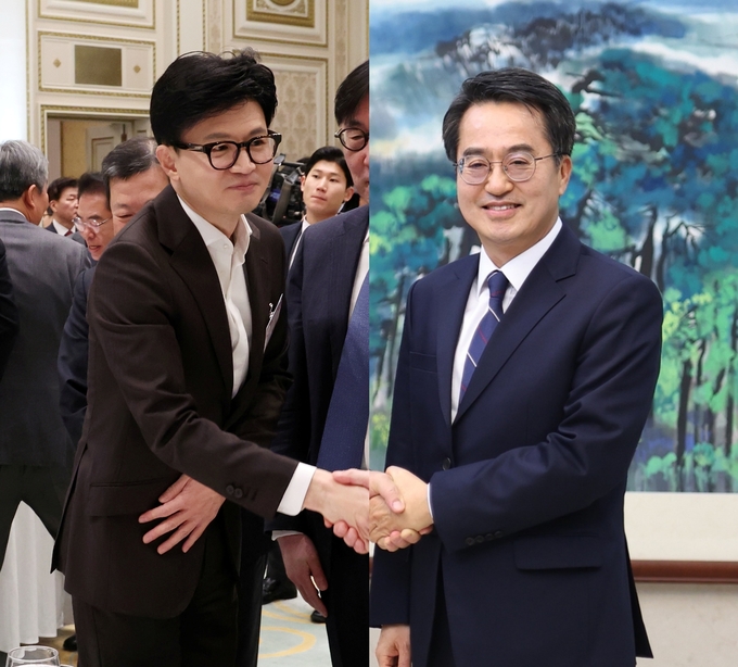 (왼쪽) 한동훈 국민의힘 비상대책위원장이 지난 3일 청와대 영빈관에서 열린 2024년 신년인사회에 참석했다. (사진=연합뉴스) /(오른쪽) 김동연 경기도지사가 지난해 11월 2일 ‘한중관계 발전과 경기도-중국 간 실질 협력 강화방안’을 위해 중국 베이징을 방문했다. (사진=경기도 제공)
