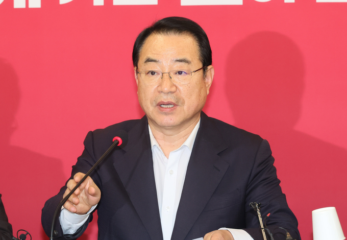 정영환 국민의힘 공천관리위원장이 지난달 30일 서울 여의도 당사에서 열린 공천관리위원회 3차회의에서 발언하고 있다. (사진=연합뉴스)