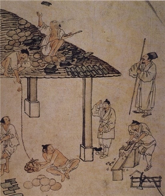 기와잇기. (사진=국립중앙박물관 단원화첩 제공)