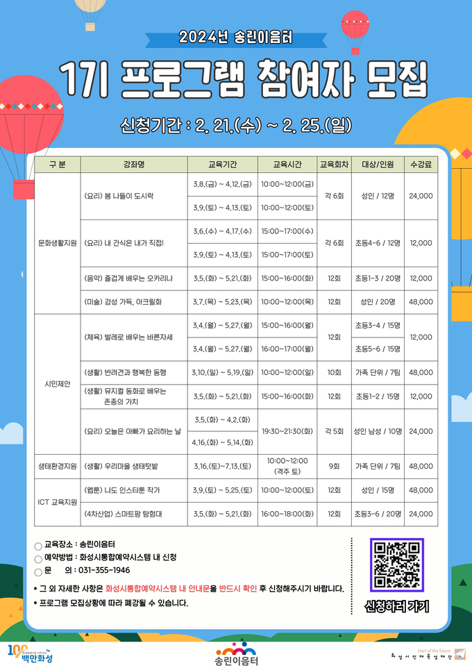 화성시인재육성재단 송린이음터가 1기 프로그램 수강생을 모집한다. (사진=화성시인재육성재단 제공)