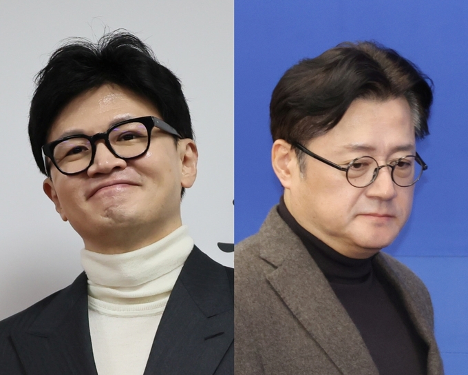 22일 한동훈 국민의힘 비상대책위원장(왼쪽)과 홍익표 더불어민주당 원내대표가 각각 공식일정을 소화하고 있다. (사진=연합뉴스) 