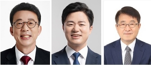 국힘 김포을 홍철호 (왼쪽부터) 에비후보와 민주당 박상혁 예비후보, 무소속 이환승 예비후보(사진=경기신문DB)<br>
