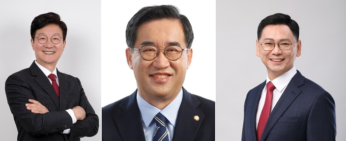 (왼쪽부터) 인천 남동구갑 국민의힘 손범규 예비후보, 더불어민주당 맹성규 예비후보, 진보당 용혜랑 예비후보.